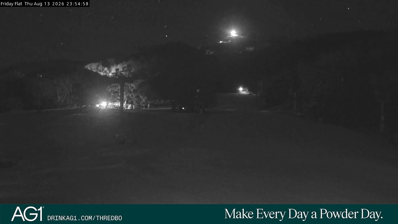 Thredbo Friday Flat Live snow cam captured at 13 August 2026 at 11:58 pm AEST
