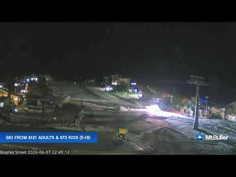 Mt Buller Bourke Street Live snow cam captured at 7 June 2026, 12:47 pm