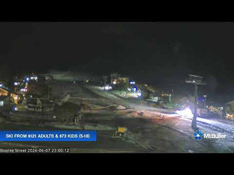 Mt Buller Bourke Street Live snow cam captured at 7 June 2026, 1:05 pm