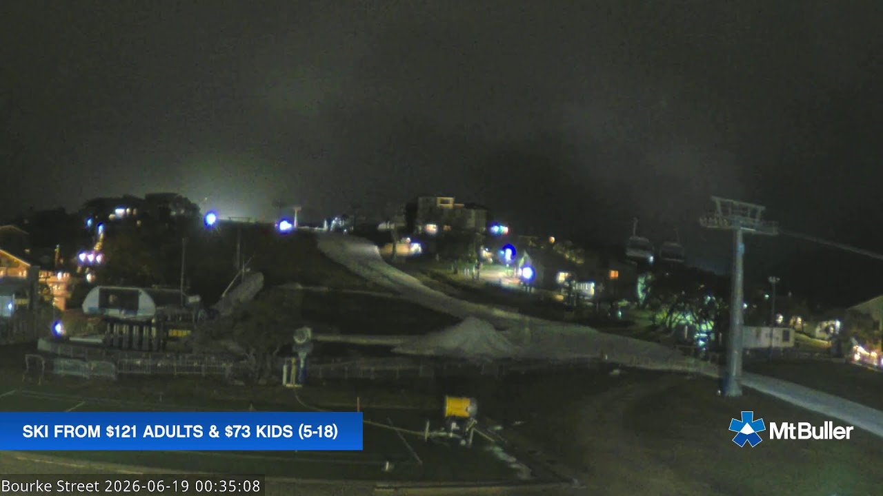 Mt Buller Bourke Street Live snow cam captured at 18 June 2026, 2:35 pm