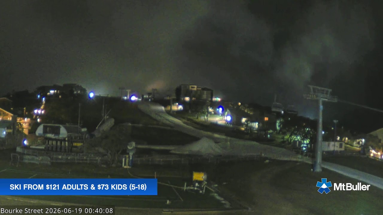 Mt Buller Bourke Street Live snow cam captured at 18 June 2026, 2:41 pm