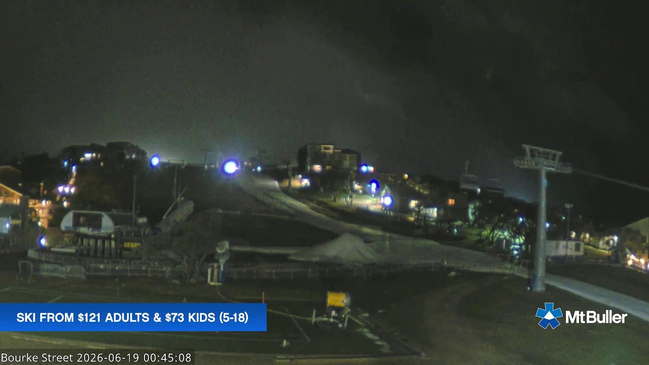 Mt Buller Bourke Street Live snow cam captured at 18 June 2026, 2:47 pm
