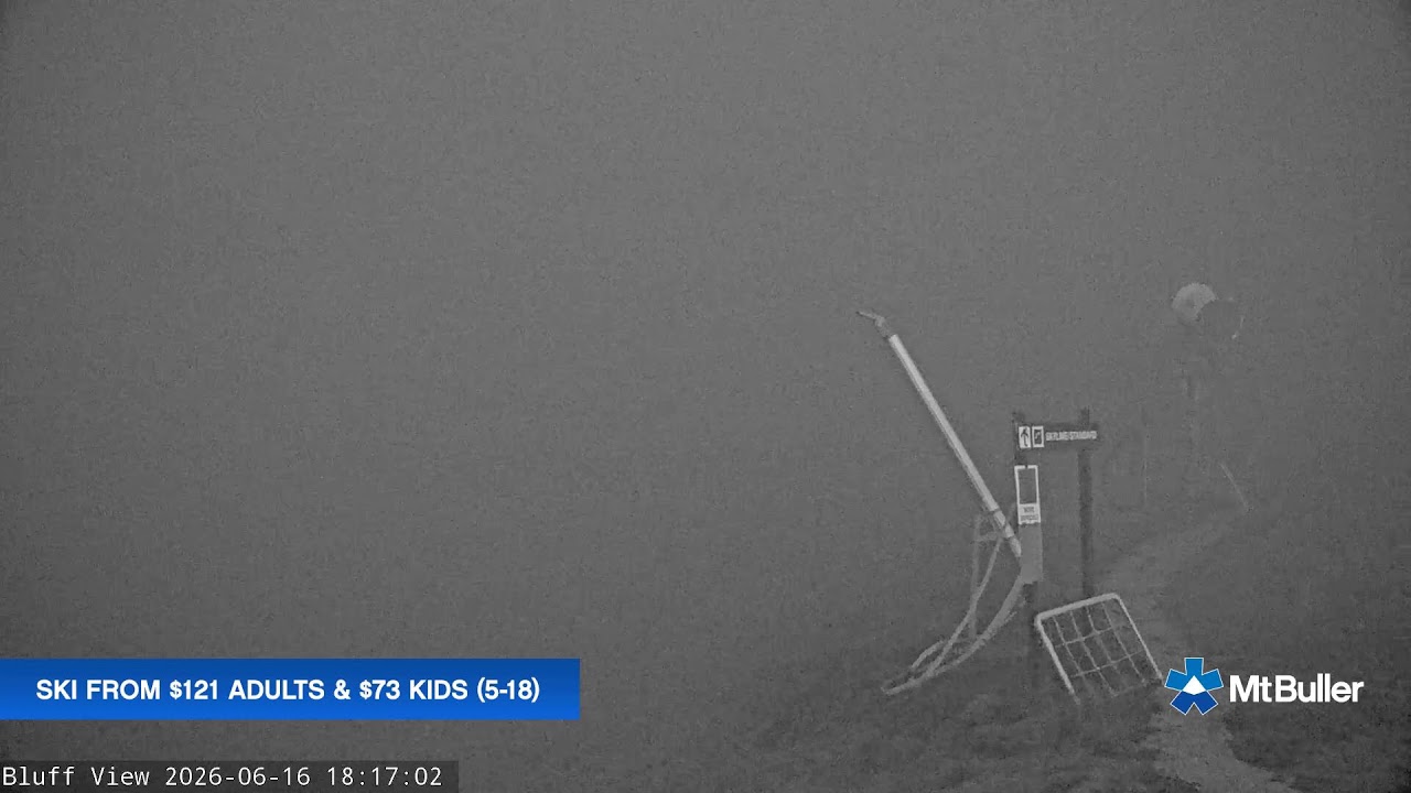 Mt Buller Skyline Live snow cam captured at 16 June 2026, 8:18 am
