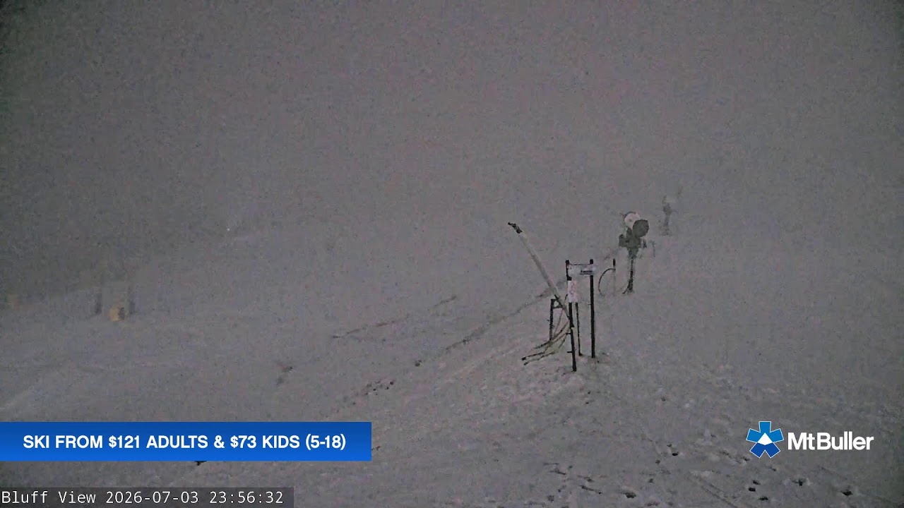 Mt Buller Skyline Live snow cam captured at 3 July 2026 at 11:58 pm AEST