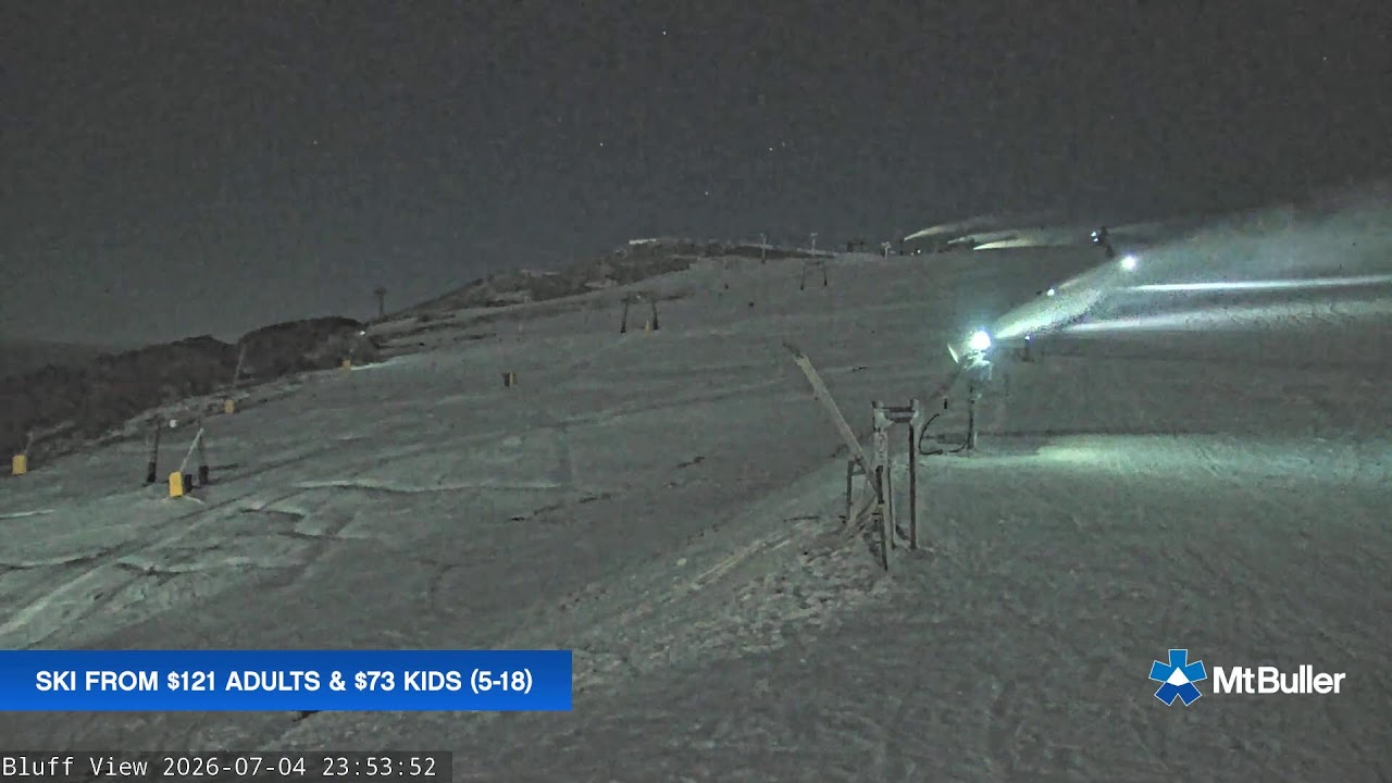 Mt Buller Skyline Live snow cam captured at 4 July 2026 at 11:57 pm AEST