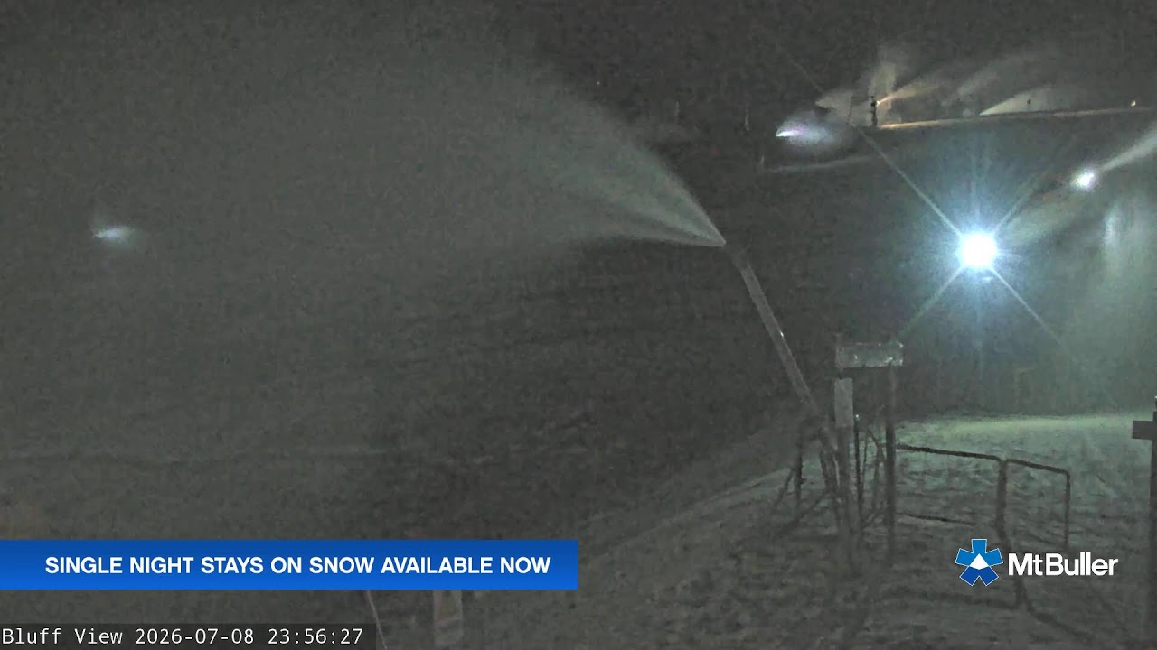 Mt Buller Skyline Live snow cam captured at 8 July 2026 at 11:57 pm AEST