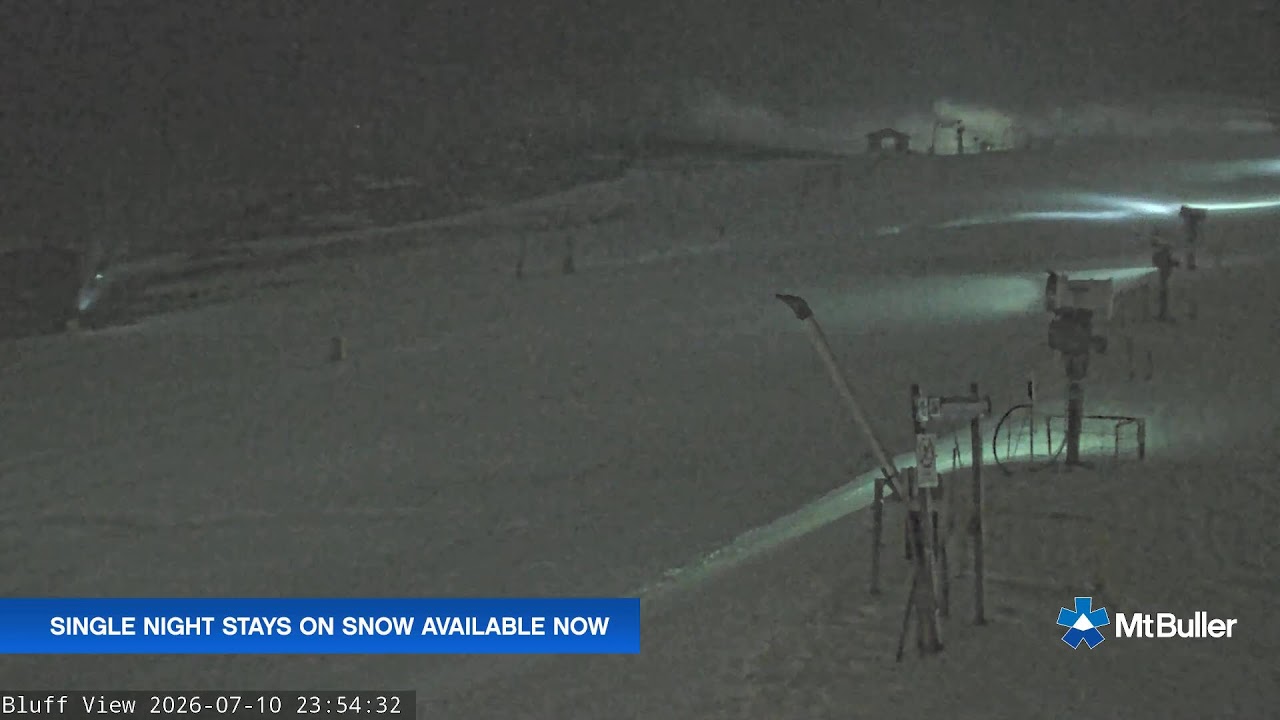 Mt Buller Skyline Live snow cam captured at 10 July 2026 at 11:57 pm AEST