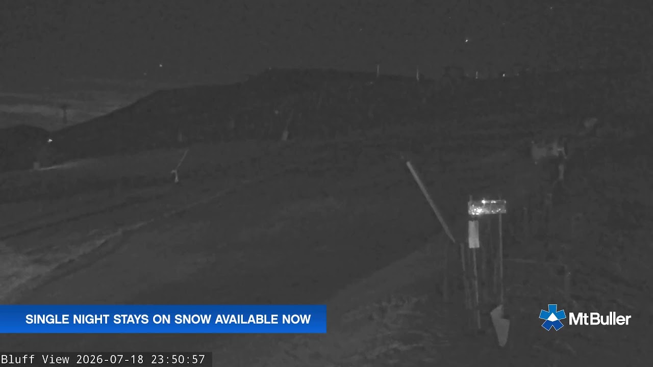Mt Buller Skyline Live snow cam captured at 18 July 2026 at 11:55 pm AEST