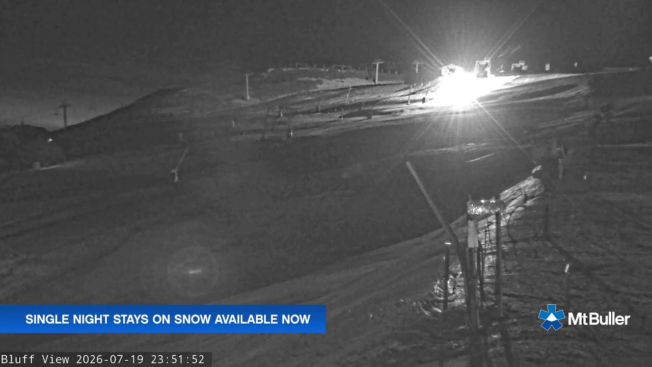Mt Buller Skyline Live snow cam captured at 19 July 2026 at 11:55 pm AEST