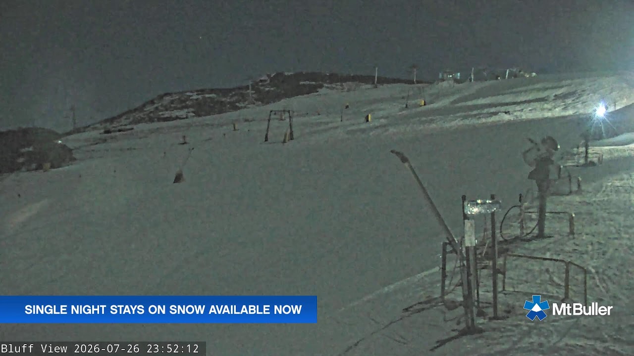 Mt Buller Skyline Live snow cam captured at 26 July 2026 at 11:54 pm AEST