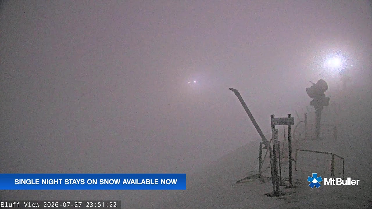 Mt Buller Skyline Live snow cam captured at 27 July 2026 at 11:54 pm AEST
