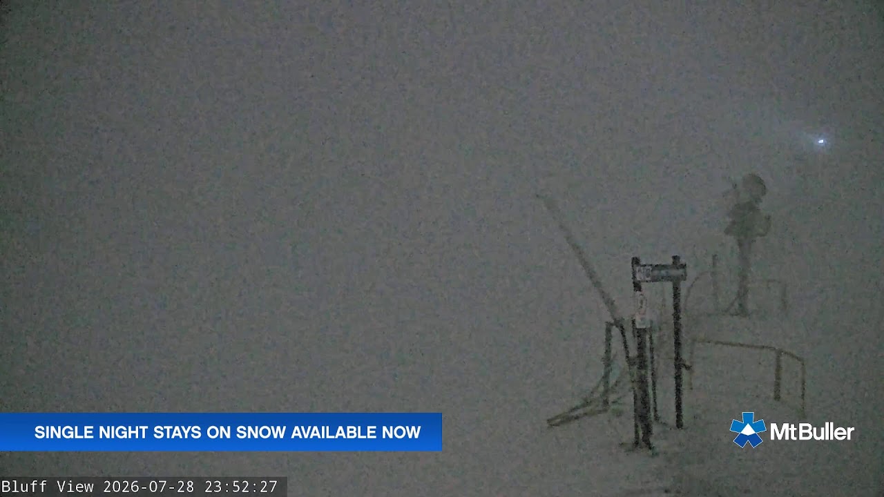 Mt Buller Skyline Live snow cam captured at 28 July 2026 at 11:54 pm AEST