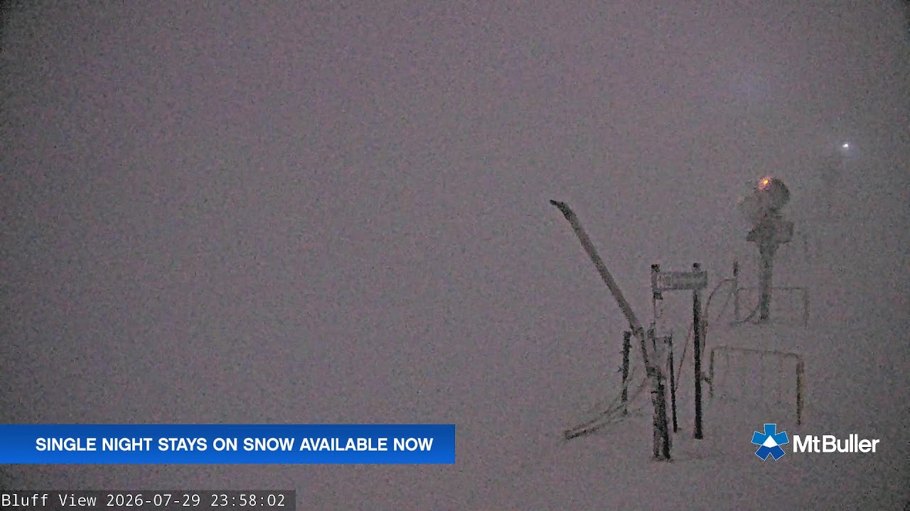 Mt Buller Skyline Live snow cam captured at 29 July 2026 at 11:59 pm AEST