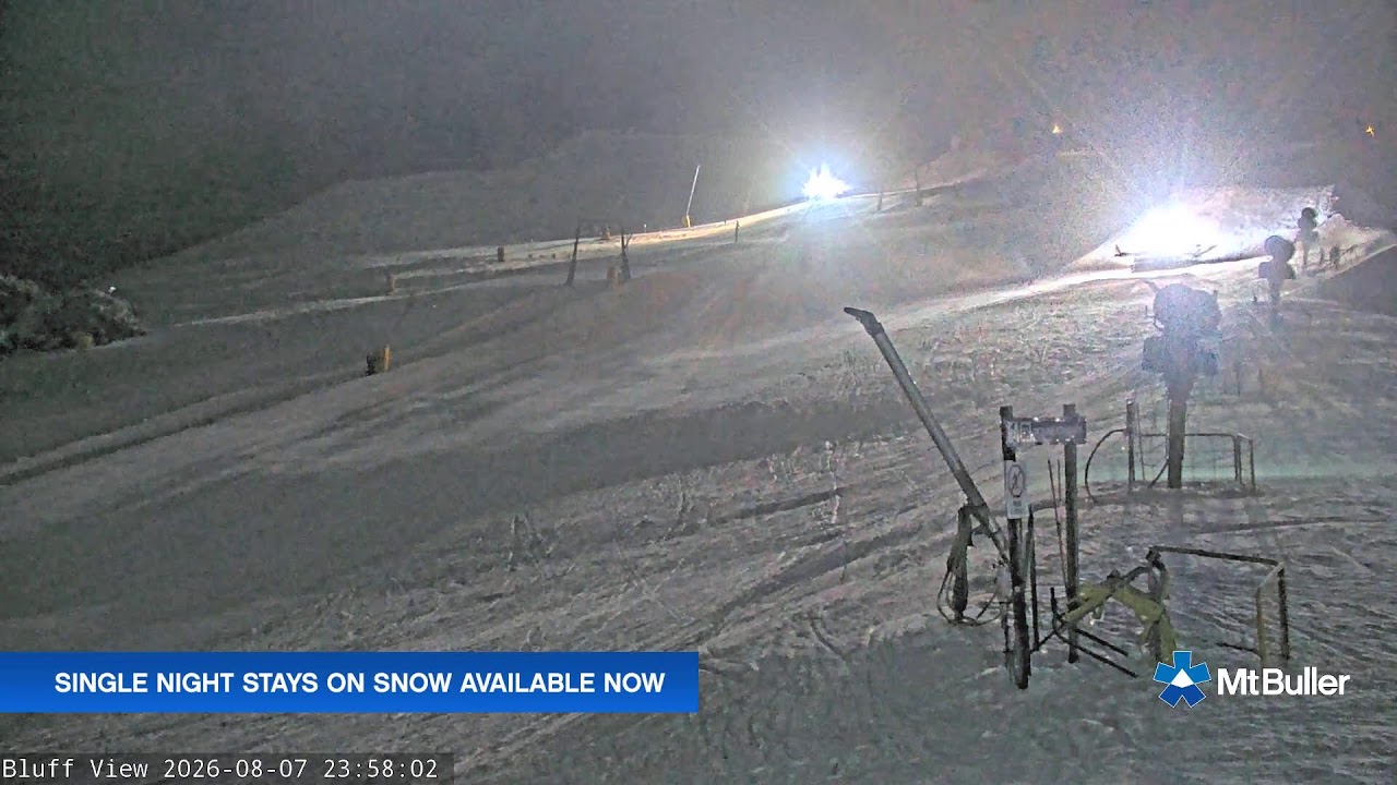 Mt Buller Skyline Live snow cam captured at 7 August 2026 at 11:59 pm AEST