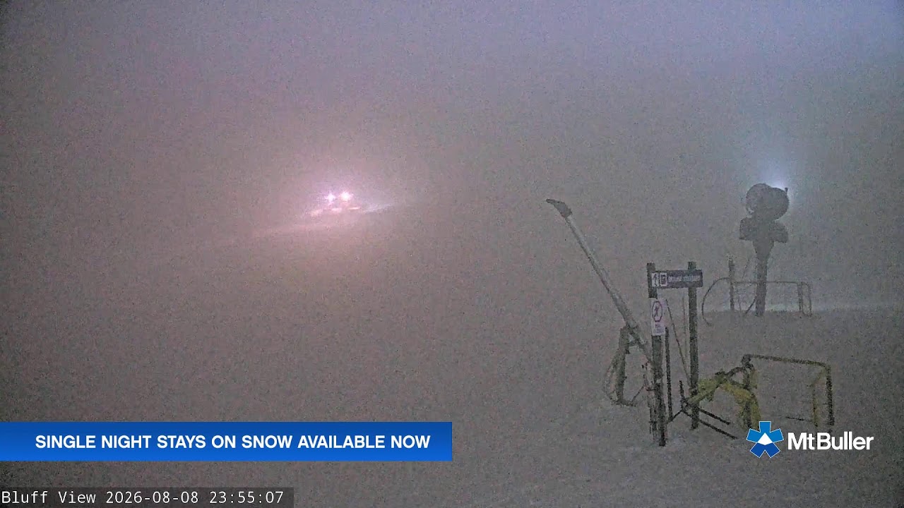 Mt Buller Skyline Live snow cam captured at 8 August 2026 at 11:59 pm AEST