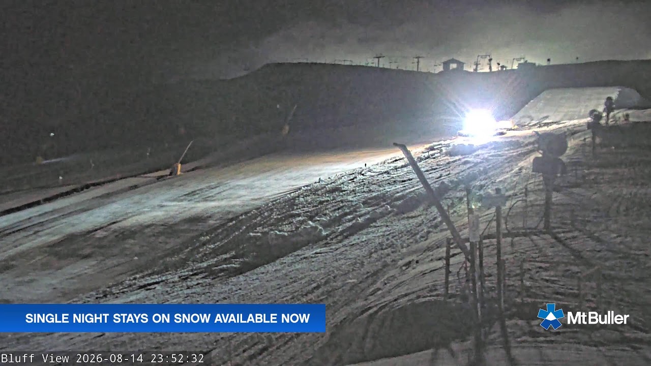 Mt Buller Skyline Live snow cam captured at 14 August 2026 at 11:56 pm AEST