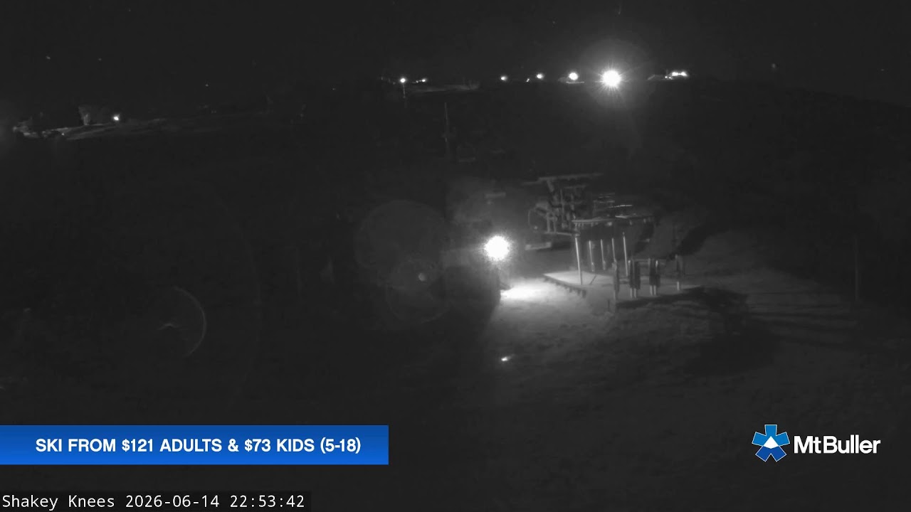 Mt Buller Shakey Knees Live snow cam captured at 14 June 2026, 12:55 pm