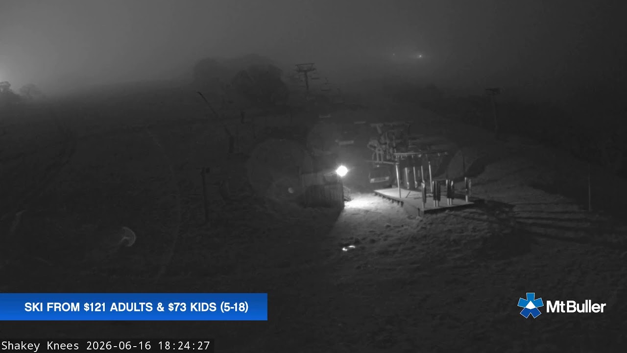Mt Buller Shakey Knees Live snow cam captured at 16 June 2026, 8:24 am