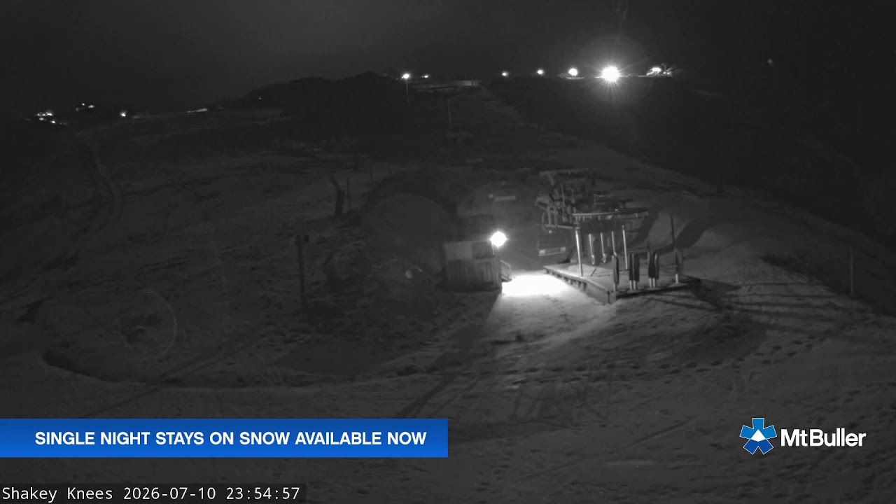 Mt Buller Shakey Knees Live snow cam captured at 10 July 2026 at 11:57 pm AEST