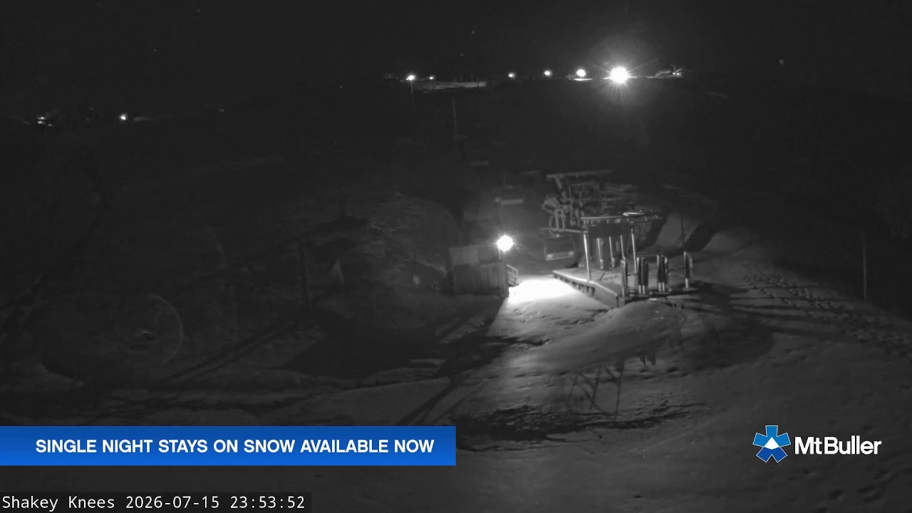 Mt Buller Shakey Knees Live snow cam captured at 15 July 2026 at 11:55 pm AEST
