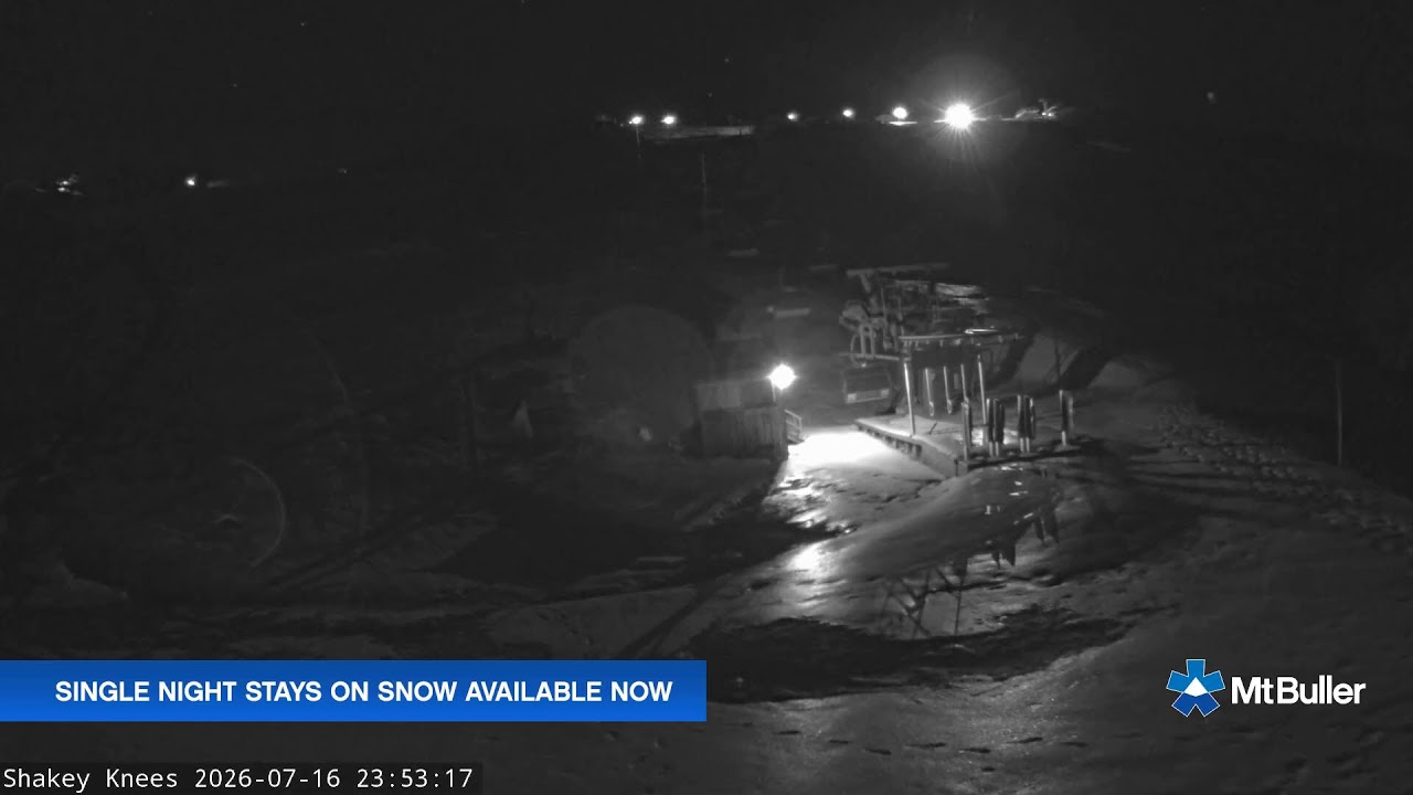 Mt Buller Shakey Knees Live snow cam captured at 16 July 2026 at 11:55 pm AEST