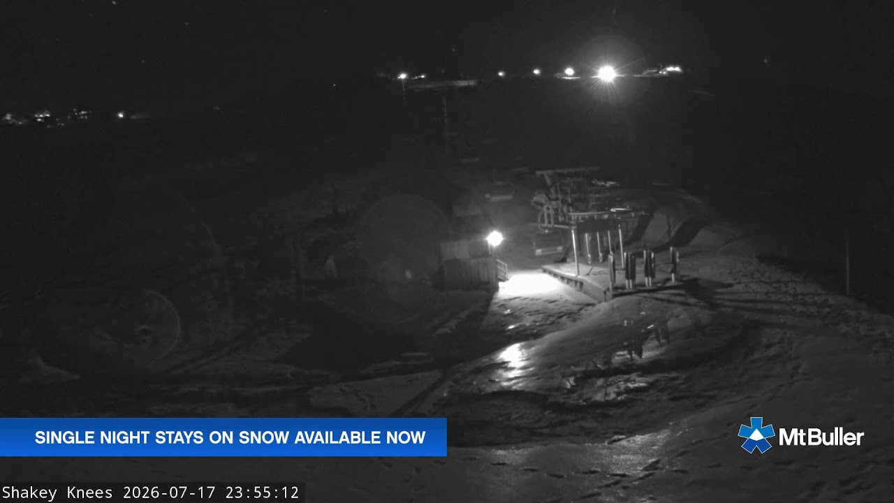 Mt Buller Shakey Knees Live snow cam captured at 17 July 2026 at 11:55 pm AEST