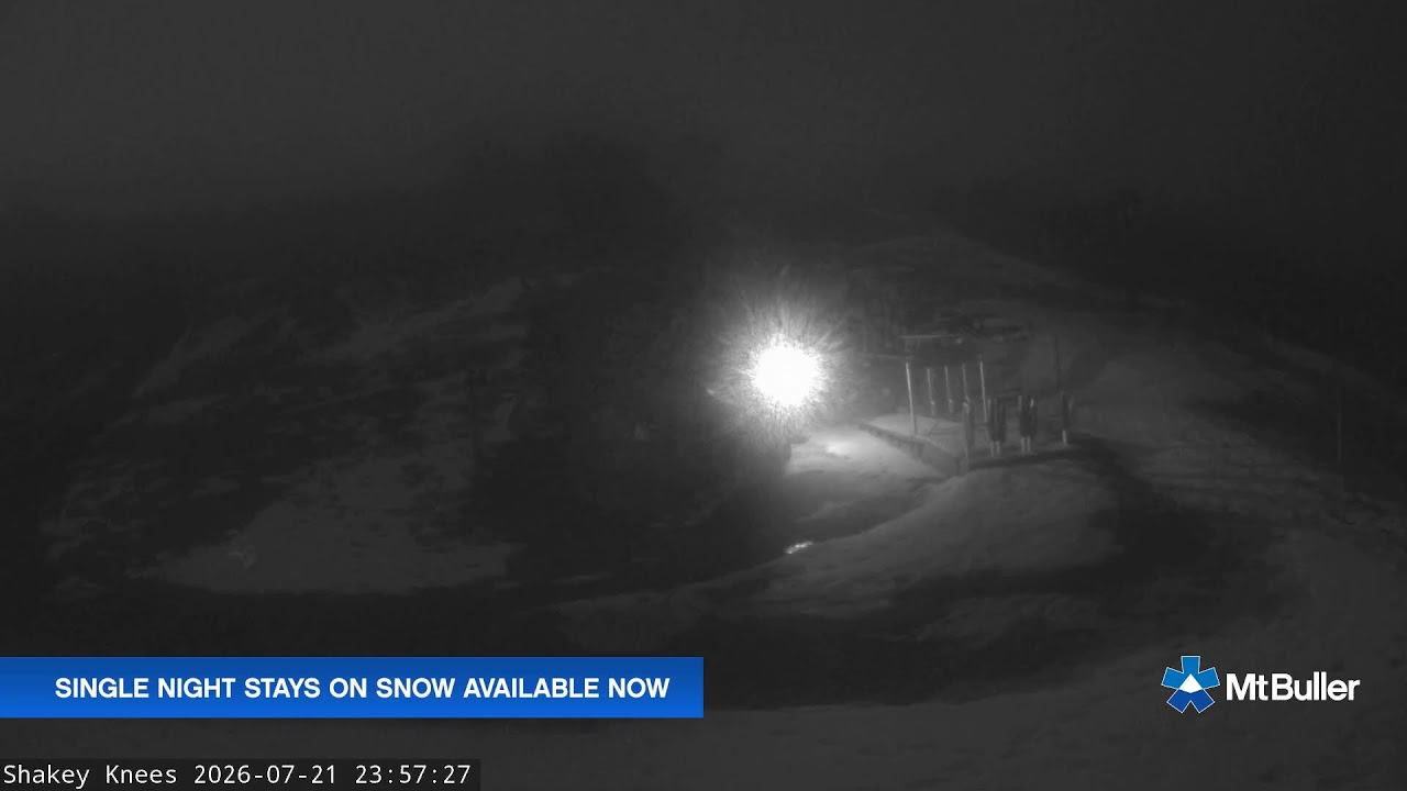 Mt Buller Shakey Knees Live snow cam captured at 21 July 2026 at 11:57 pm AEST