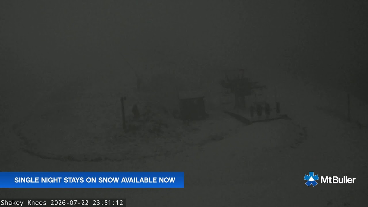 Mt Buller Shakey Knees Live snow cam captured at 22 July 2026 at 11:51 pm AEST