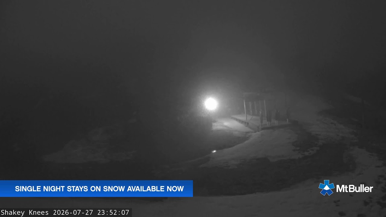 Mt Buller Shakey Knees Live snow cam captured at 27 July 2026 at 11:54 pm AEST