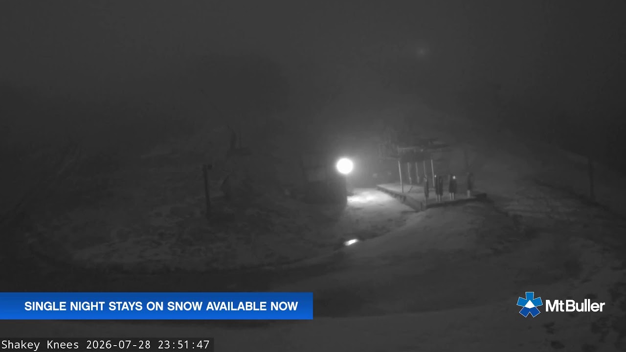 Mt Buller Shakey Knees Live snow cam captured at 28 July 2026 at 11:54 pm AEST