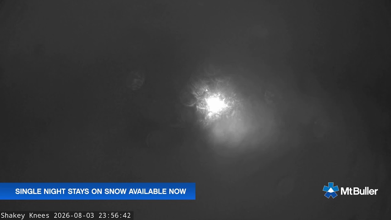 Mt Buller Shakey Knees Live snow cam captured at 3 August 2026 at 11:58 pm AEST
