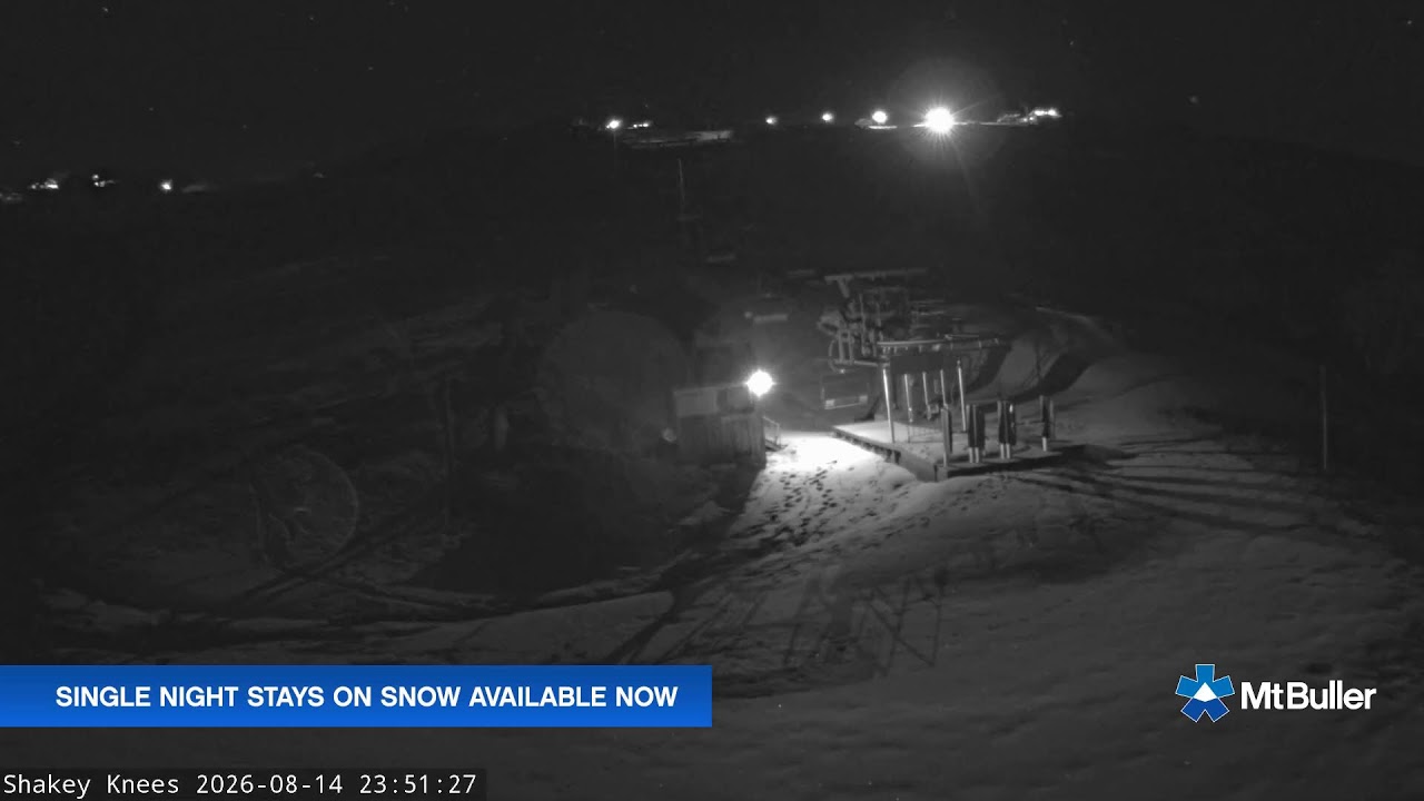 Mt Buller Shakey Knees Live snow cam captured at 14 August 2026 at 11:56 pm AEST