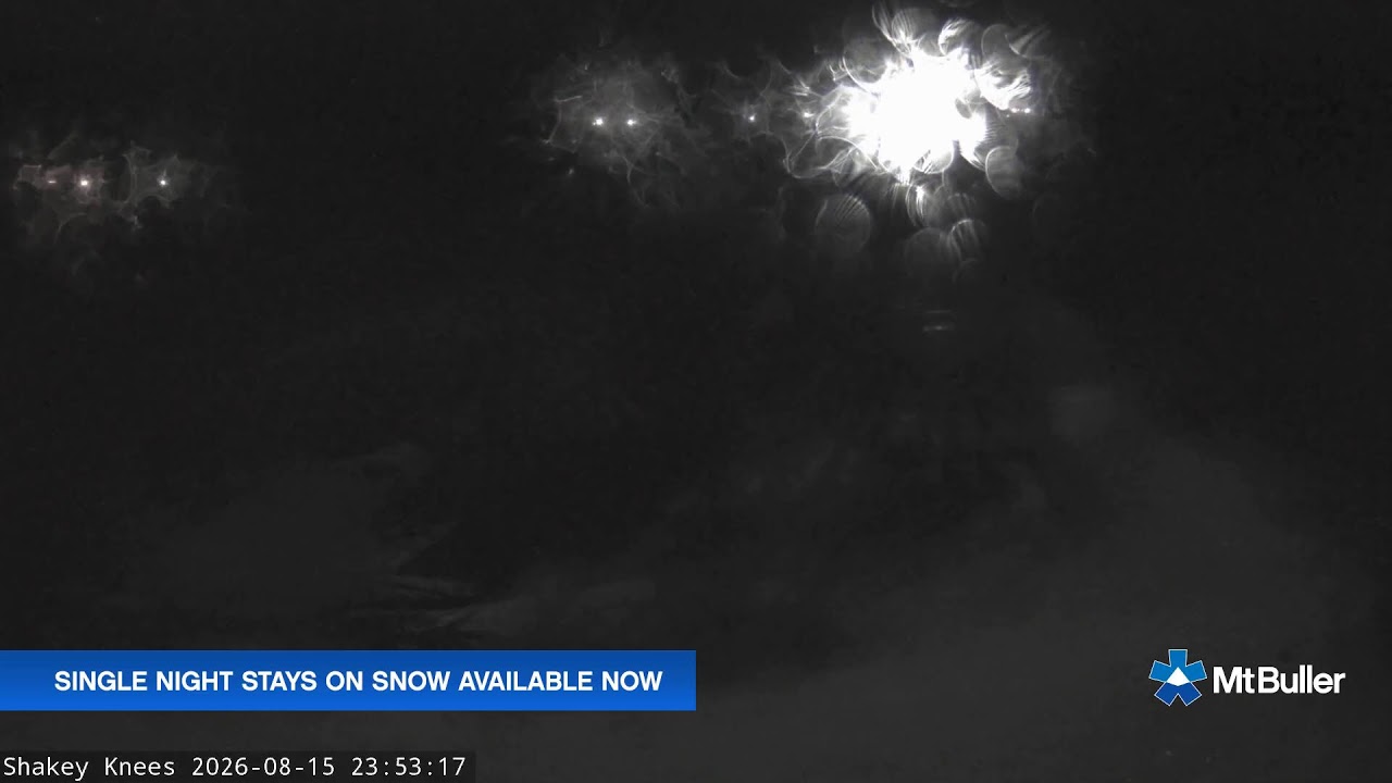 Mt Buller Shakey Knees Live snow cam captured at 15 August 2026 at 11:56 pm AEST