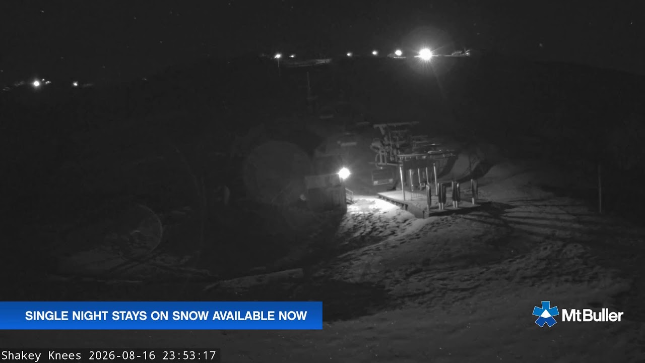 Mt Buller Shakey Knees Live snow cam captured at 16 August 2026 at 11:56 pm AEST