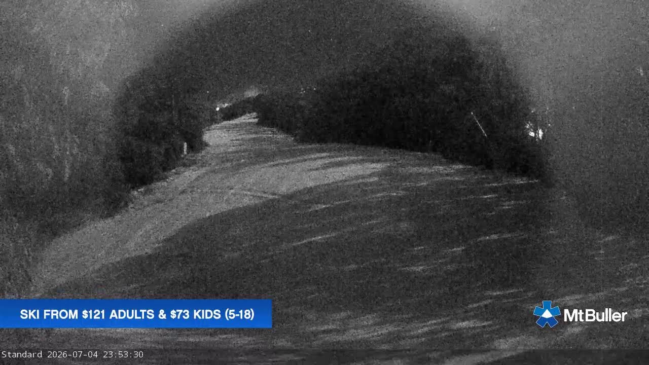 Mt Buller Standard Run Live snow cam captured at 4 July 2026 at 11:57 pm AEST