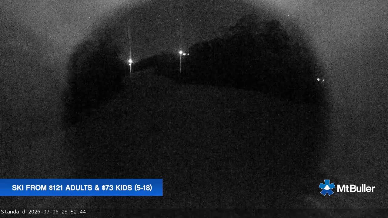 Mt Buller Standard Run Live snow cam captured at 6 July 2026 at 11:57 pm AEST