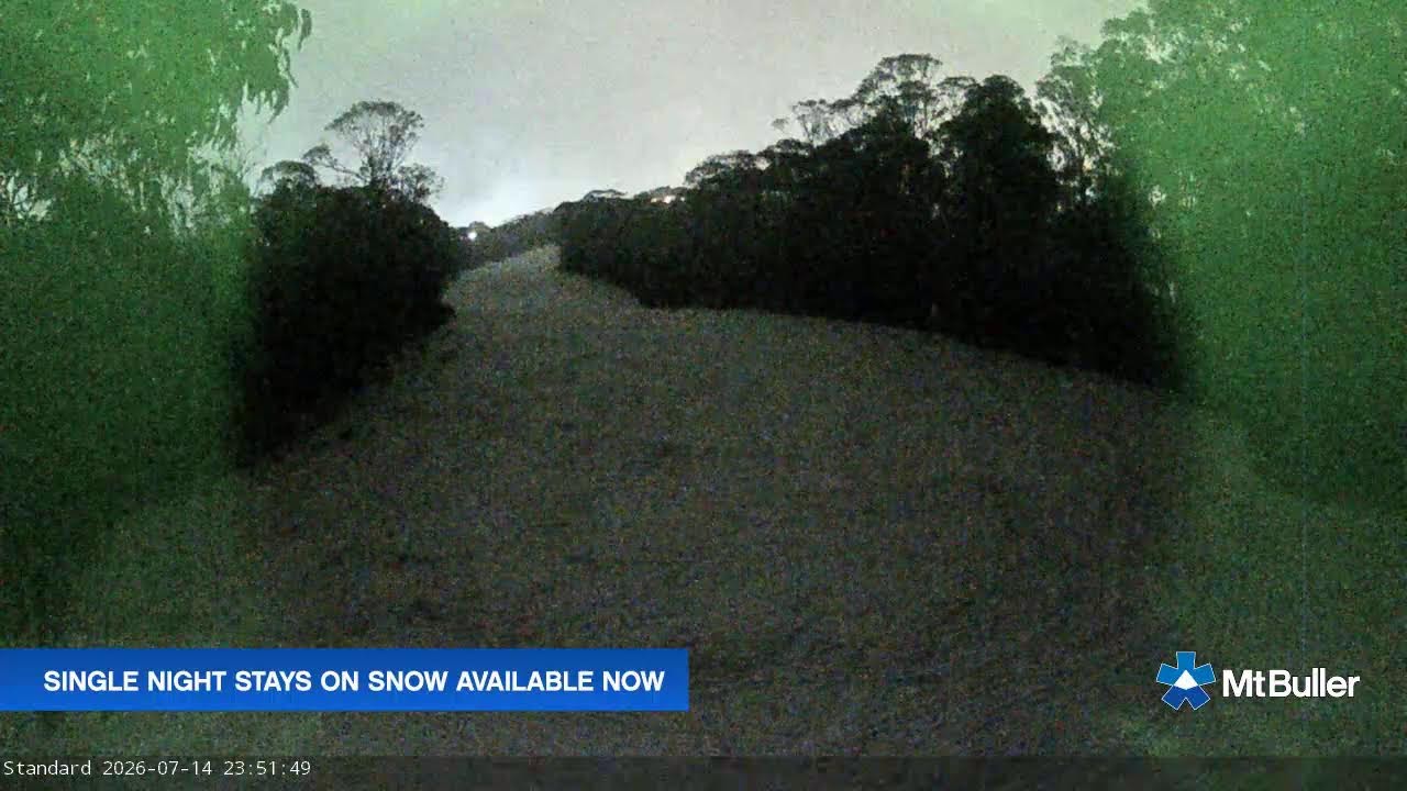 Mt Buller Standard Run Live snow cam captured at 14 July 2026 at 11:55 pm AEST