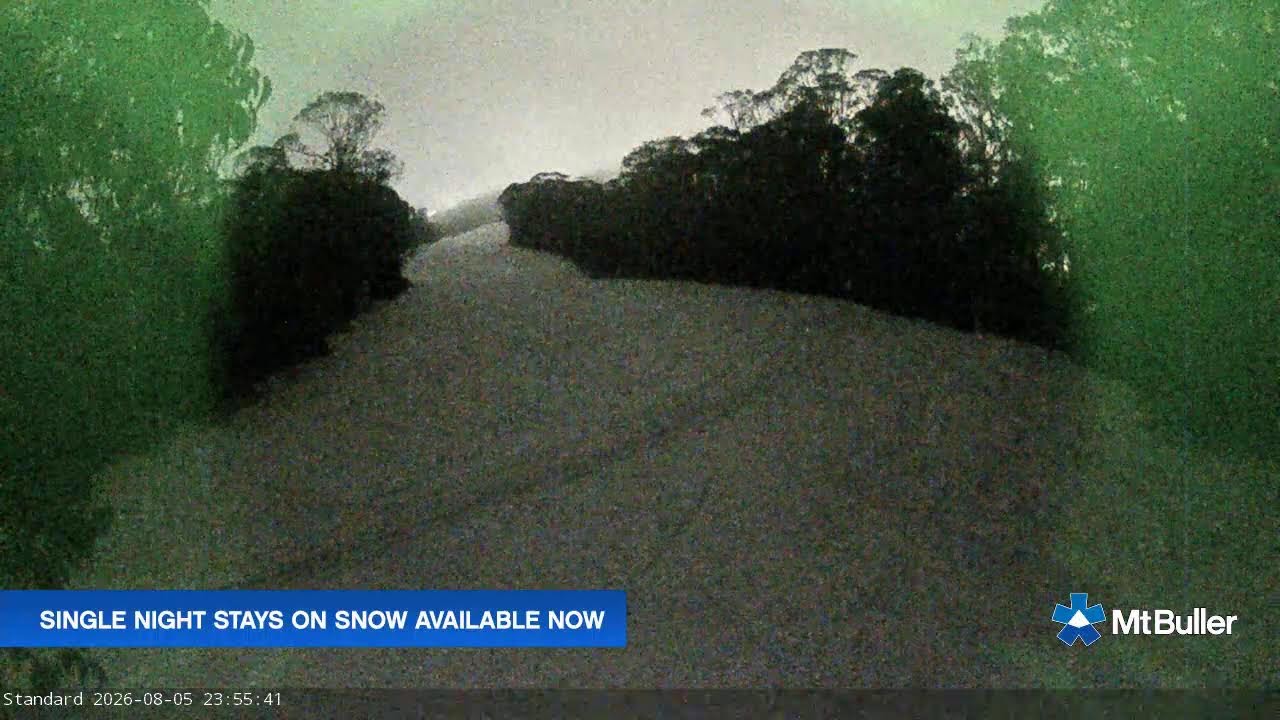 Mt Buller Standard Run Live snow cam captured at 5 August 2026 at 11:59 pm AEST