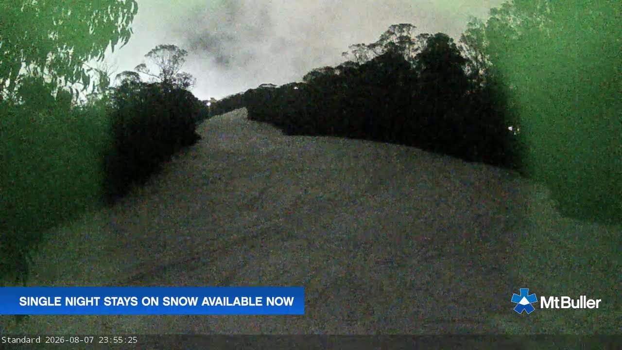 Mt Buller Standard Run Live snow cam captured at 7 August 2026 at 11:59 pm AEST
