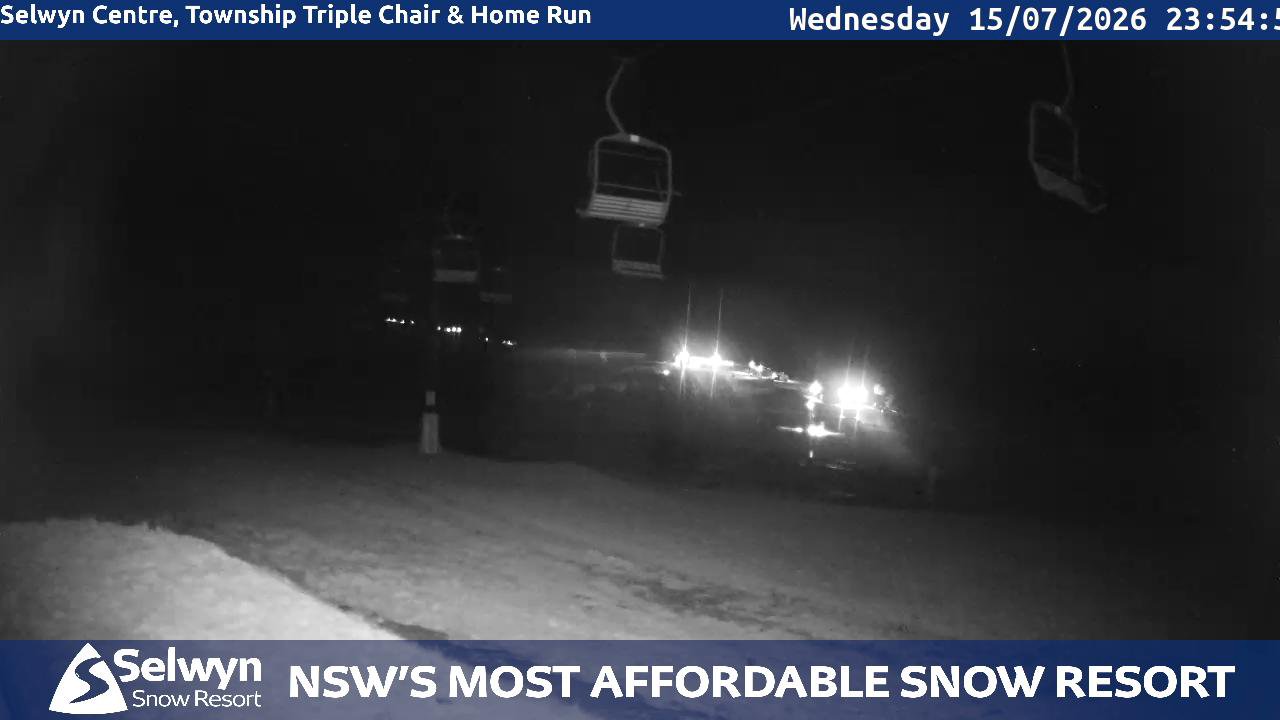 Selwyn Snow Resort Selwyn Live Stream snow cam captured at 15 July 2026 at 11:55 pm AEST