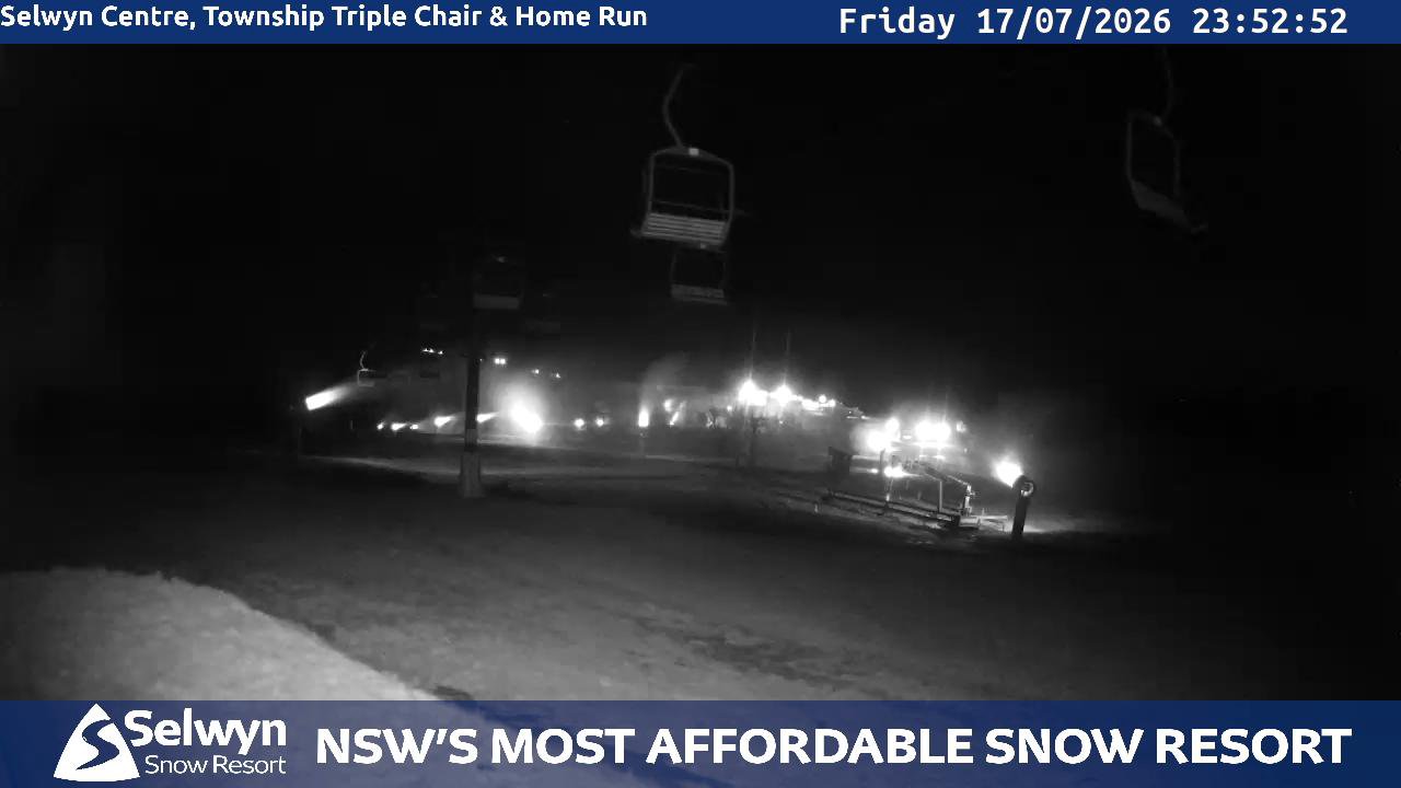 Selwyn Snow Resort Selwyn Live Stream snow cam captured at 17 July 2026 at 11:55 pm AEST