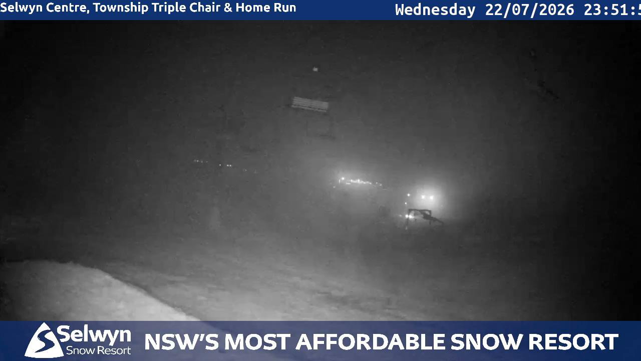 Selwyn Snow Resort Selwyn Live Stream snow cam captured at 22 July 2026 at 11:52 pm AEST