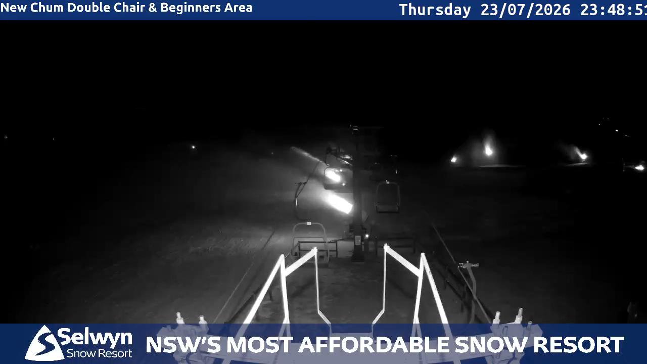 Selwyn Snow Resort Selwyn Live Stream snow cam captured at 23 July 2026 at 11:54 pm AEST
