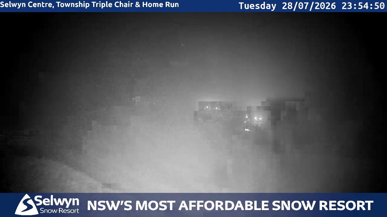 Selwyn Snow Resort Selwyn Live Stream snow cam captured at 28 July 2026 at 11:55 pm AEST