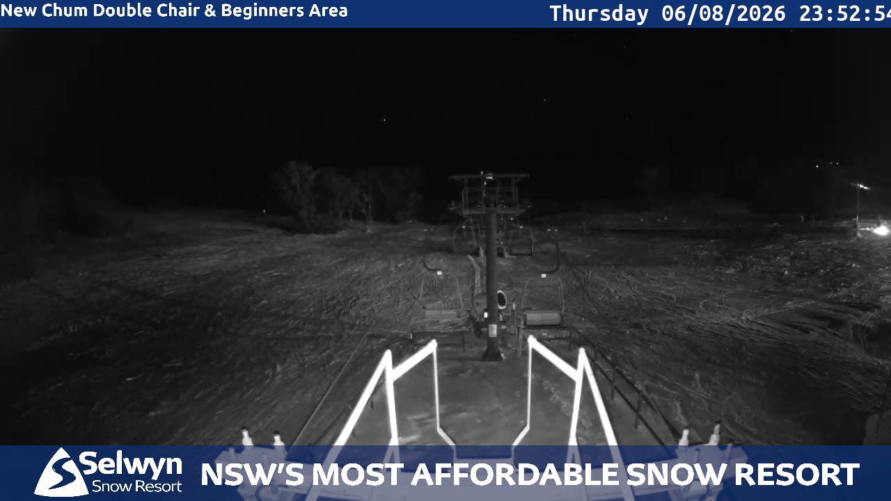 Selwyn Snow Resort Selwyn Live Stream snow cam captured at 6 August 2026 at 11:53 pm AEST