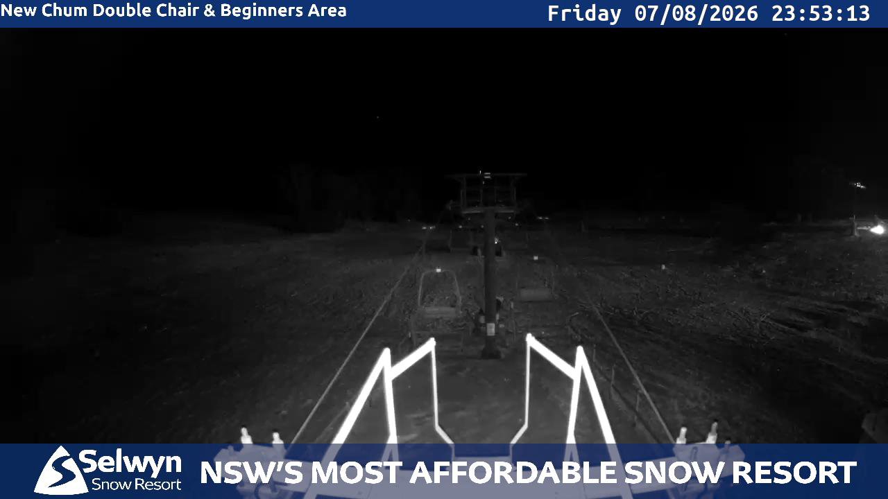 Selwyn Snow Resort Selwyn Live Stream snow cam captured at 7 August 2026 at 11:59 pm AEST