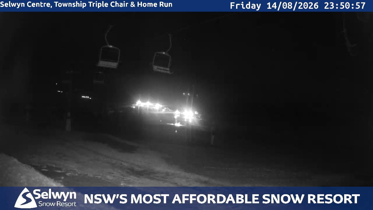 Selwyn Snow Resort Selwyn Live Stream snow cam captured at 14 August 2026 at 11:51 pm AEST