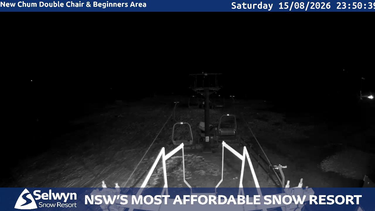 Selwyn Snow Resort Selwyn Live Stream snow cam captured at 15 August 2026 at 11:51 pm AEST