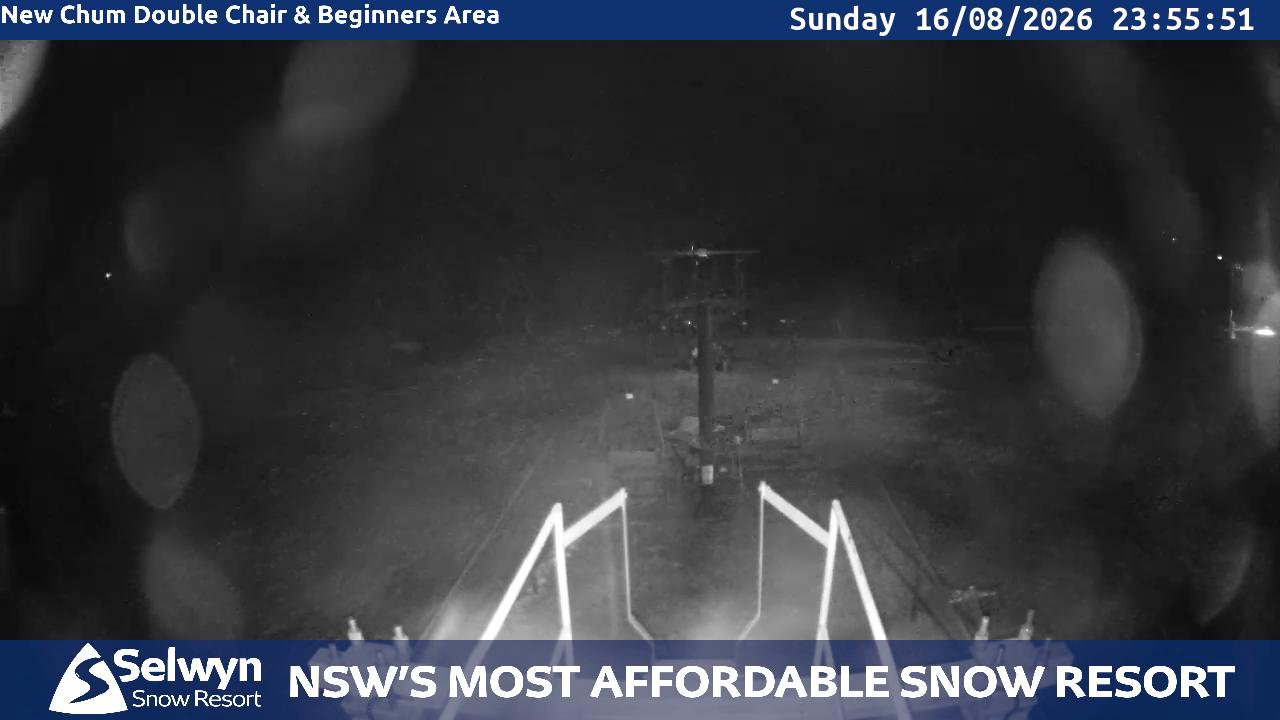 Selwyn Snow Resort Selwyn Live Stream snow cam captured at 16 August 2026 at 11:56 pm AEST
