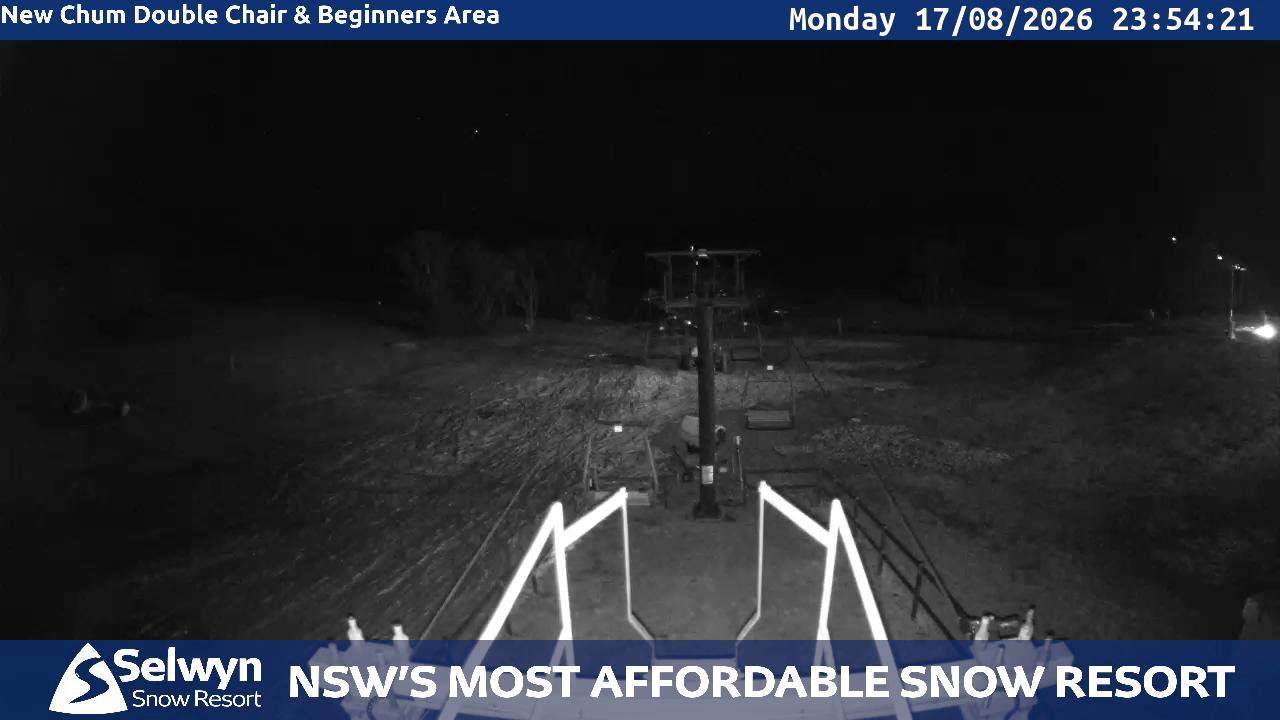 Selwyn Snow Resort Selwyn Live Stream snow cam captured at 17 August 2026 at 11:55 pm AEST